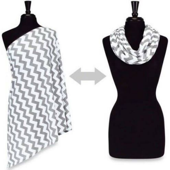 Itzy Ritzy gray and white chevron nursing scarf - Picture 2 of 6